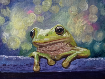 小青蛙-12-x-16-油畫