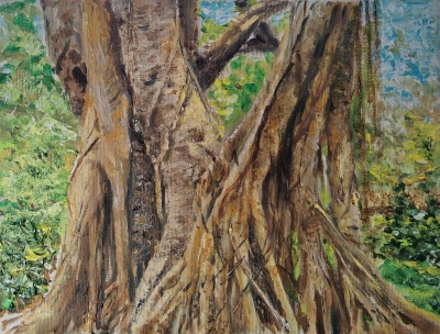 九龍公園老樹-30x40cm-布本塑膠彩
