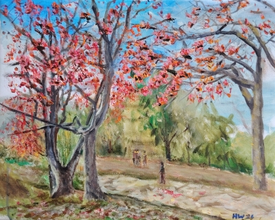 石崗紅棉2026-40x50cm-布本塑膠彩